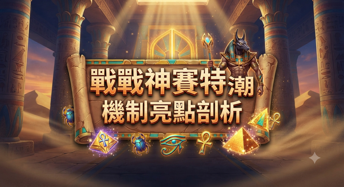 這是一張以古埃及戰神賽特為主題的精美橫幅圖片。 畫面中央展示著醒目的標題文字,並襯托出神殿與神話符文的奇幻氛圍。