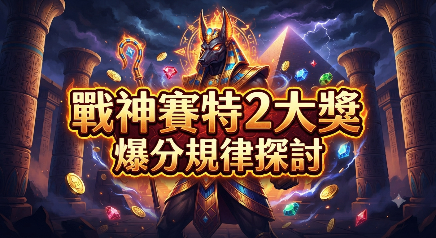 圖片展示了古埃及戰神賽特的主題風格,背景融合了神秘的神殿柱廊與金字塔。 畫面中央醒目地呈現了「戰神賽特2大獎爆分規律探討」的標題文字。