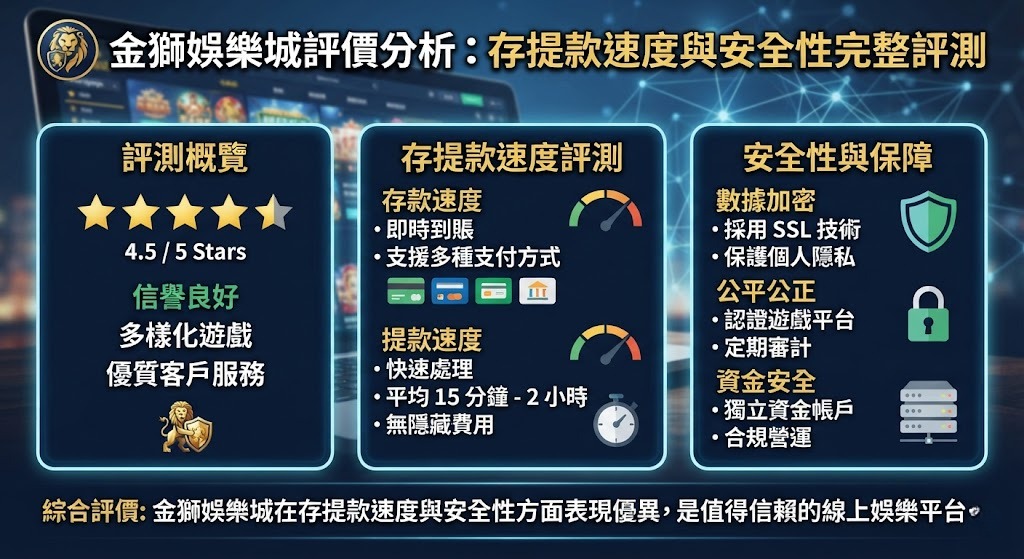 玩前必看真實評價!即刻解鎖金獅娛樂城存提款速度與安全解析。